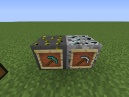 The two new ores and the respective pickaxes that can break them.