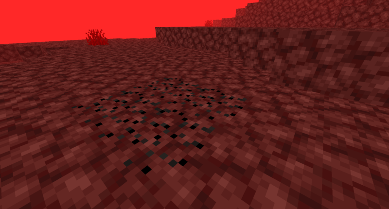 Perilium Ore found in the Nether (also Nether Grass in the background)