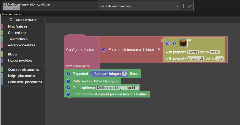 Custom Minecraft features can now specify block states