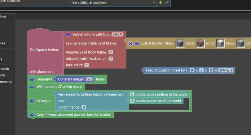 Custom spring feature in Minecraft and fluid predicates - MCreator Minecraft mod maker