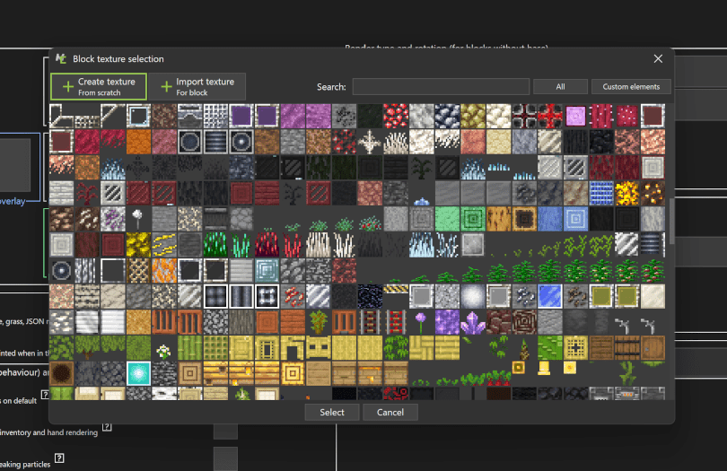 Vanilla Minecraft texture references in Minecraft mod maker MCreator