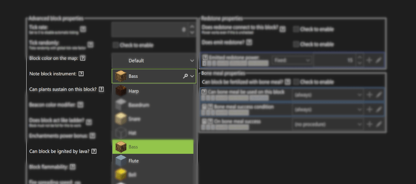 Defining not block instrument sound for custom Minecraft blocks added in a Minecraft mod