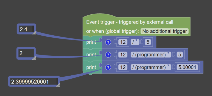 New improved divison procedure blocks in MCreator 2025.2
