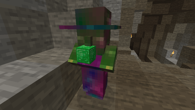 Custom Minecraft living entity made with MCreator rendering main-hand item