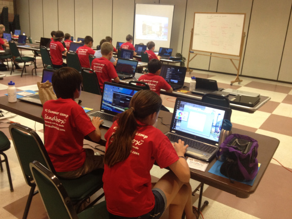MCreator's workshop held by Sandbox4Kids. Students learning Minecraft modding and Java programming using MCreator.