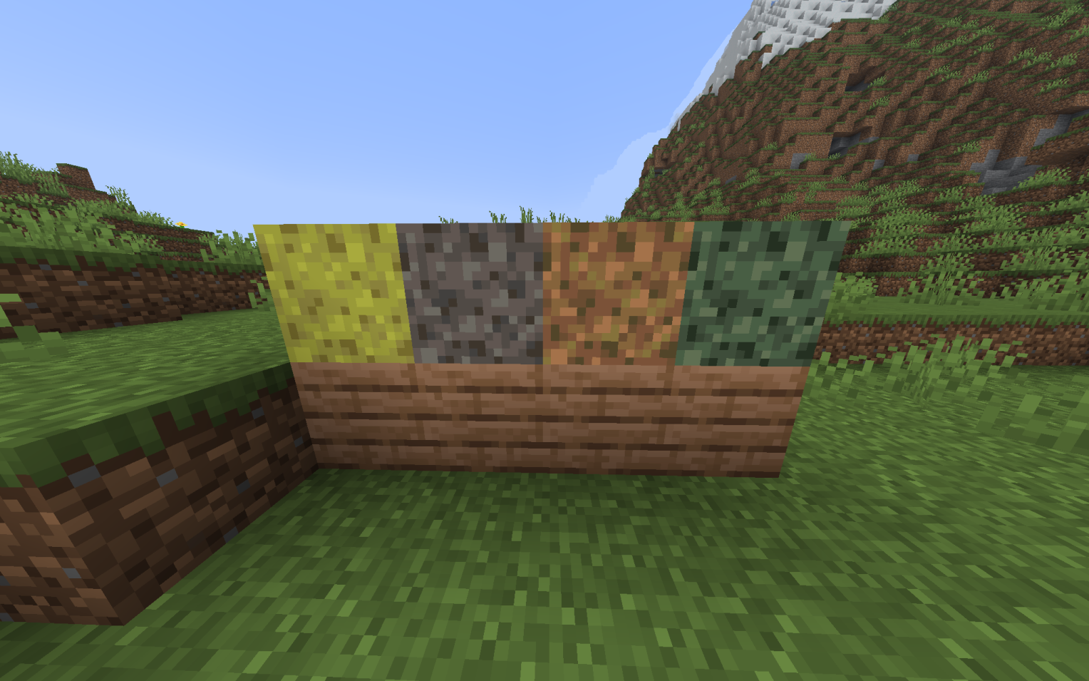 These are the 4 sponges in Minecraft. The Sponge that absorbs water, the Lava Sponge that absorbs lava, the Plant Sponge that absorbs leaves, grass, flowers, and the Snow Sponge that absorbs snow.