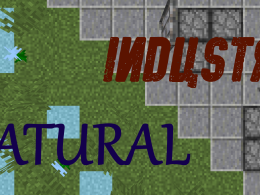 Natural Industry, grass with mysterious magical blocks clashes with grey stone and iron bars