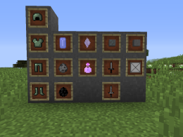 A wall with the items of the mod