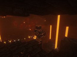 Lone player in the nether, wearing one of the new sets of armor.