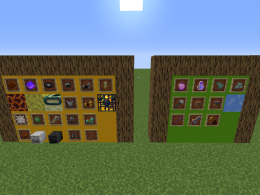 All the items the mods adds or adds a recipe for (1.12.2 is Yellow side only, 1.14.4 also has Green side)