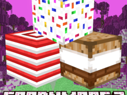 The Title of the mod, featuring some blocks and the sugary dimension as the background