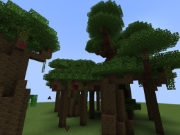 Baobab Trees! They spawn mostly in the savanna. There is the Behemoth version and the normal tree version.