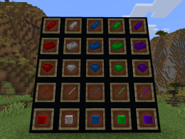 All New Items: (Top -> down) Colored amethyst shards, colored netherite ingots, kyber crystals, lightsabers, colored amethyst blocks.