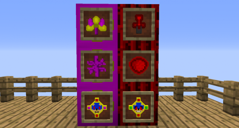 The items so far. From top left to bottom right, they are: Portle Geter, Non-Canon Portal Igniter, Dermerntium, Non-Canonite, The Amulet of mpeg, and the Amulet of exe. More details in the description.