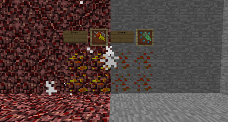 Physical heat applied Netherrack has pre-cooked pizza, normal has frozen.