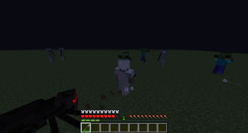 This is me battling mobs with Titanium Armor and a Spear