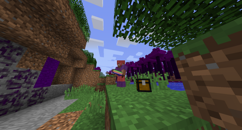 Goldiamond Universe 2. Between Cretian and Brimstone Steve with the Goldiamond sword, a basic Wand and a random spawned "World drop"...