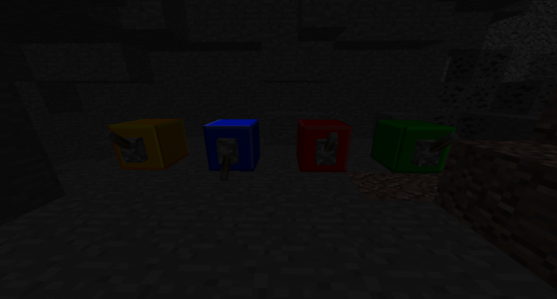 4 Color blocks and blue one is powered