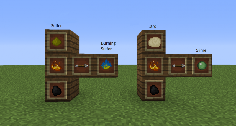 The Cooking recipes The new cooking recipes: Slime from Lard and Burning sulfer from sulfer