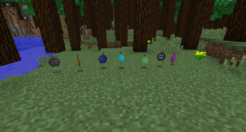 left to right: Coal Apple, Iron Apple, Lapis Apple, Diamond Apple, Emerald Apple, Wither Apple, Ultimate Apple left to right: Coal Apple, Iron Apple, Lapis Apple, Diamond Apple, Emerald Apple, Wither Apple, Ultimate Apple