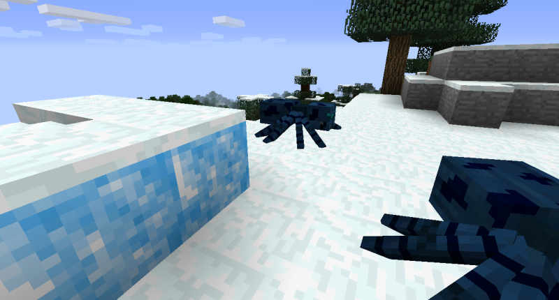 Ice Crawlers roam around in cold lands near some snowstone.