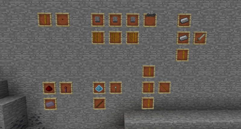 Six slightly more obscure crafting recipies for your convinience along with a new ore in the corner