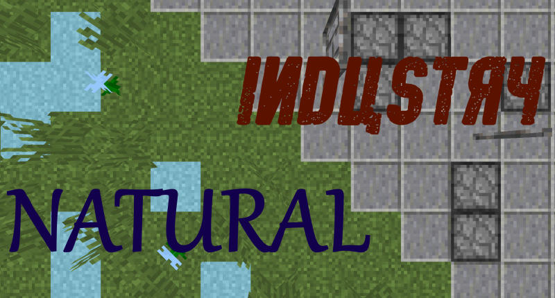 Natural Industry Natural Industry, grass with mysterious magical blocks clashes with grey stone and iron bars