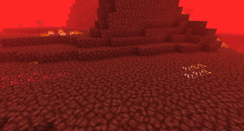 Naturally generating Nether Ruby And Nether Gold Ores.