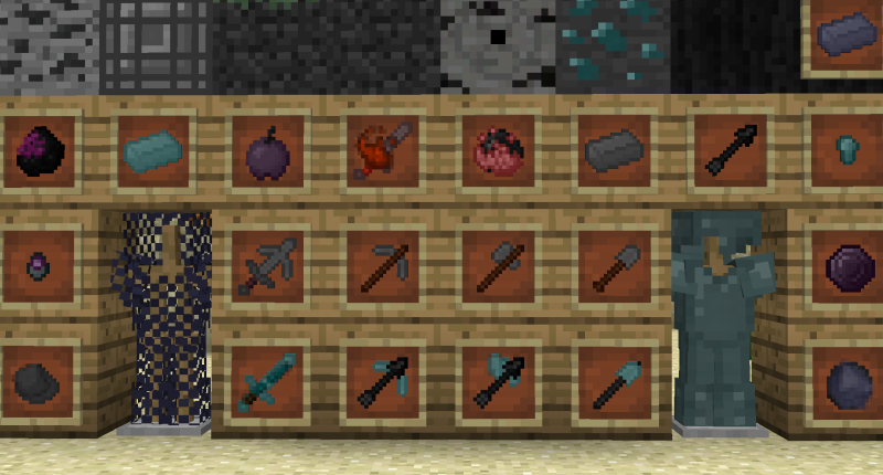 Most of the Tools and Armor, Resources and Blocks.
