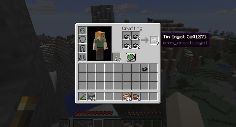 Tin ore can be found anywhere from y=100 to y=50. It is tougher than copper and is a 'furnace-less' alternative to iron. Tin Chunks