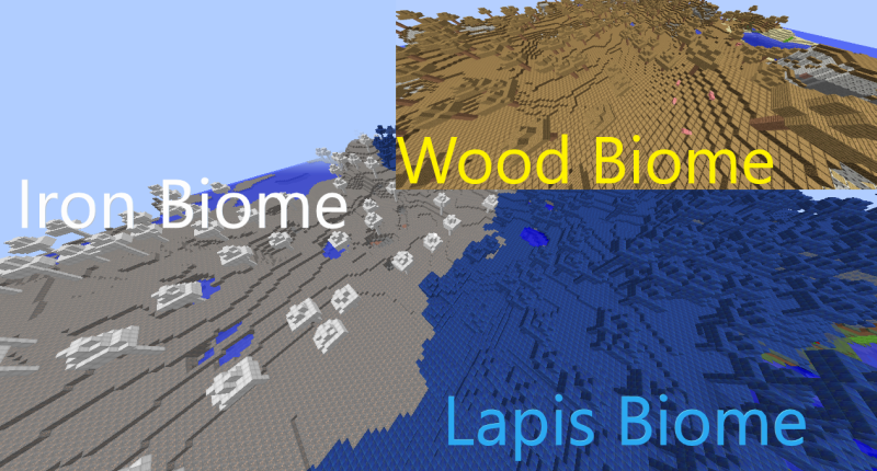 Iron, Lapis, Wood Biomes