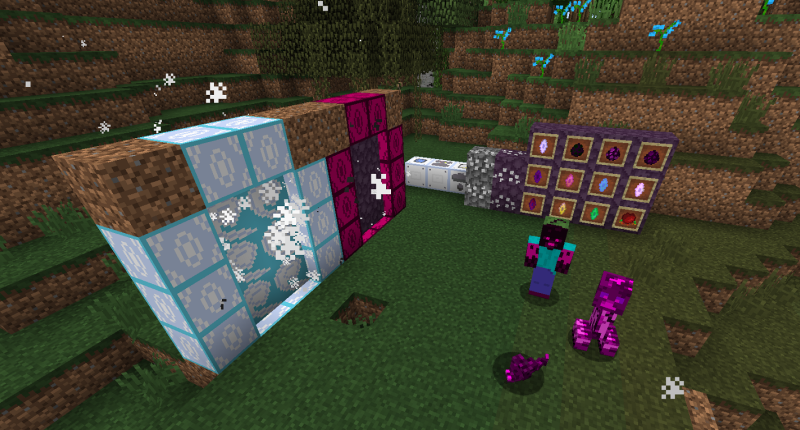 The mod adds several crystals, mobs, dimensions...
