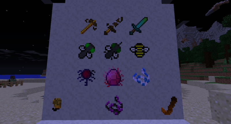 Some items added by the mod.