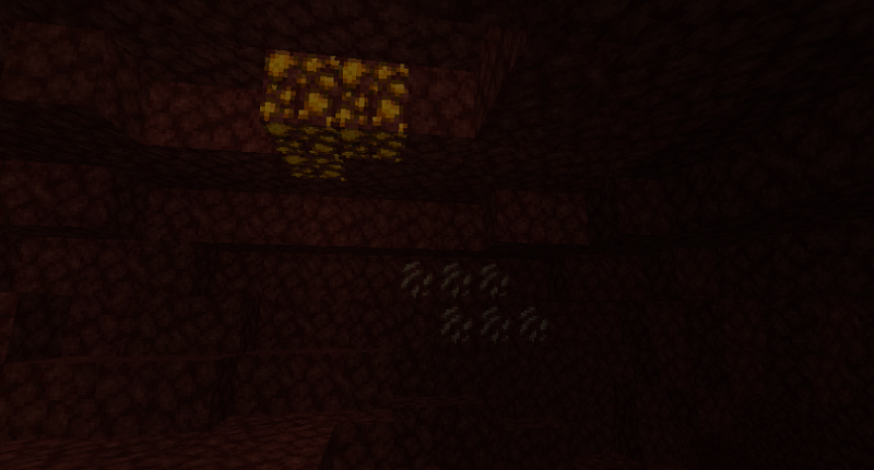 gold ore of the nether (it is very difficult to ayar, it has a small probability of exploding, when it breaks, it also releases a block of gold and a lot of experience)