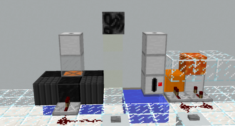 magnetic steam generator (left) needs 4 magnet blocks around it. Heater needs lava source above to work (right)