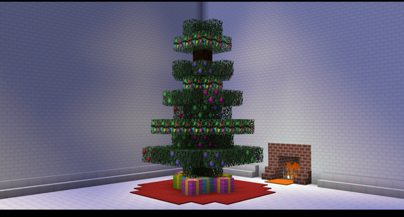 Tree decorated with blocks from the Mod
