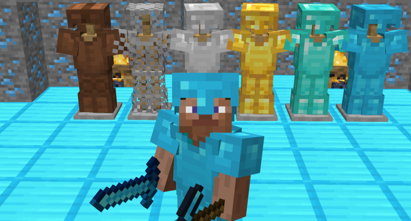 Player Wearing Blue Iron armor