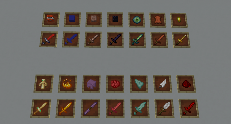 My gold sword and tool textures for my resource pack over time. I