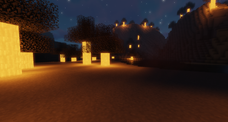 One of the biomes in the mod, at nightime...