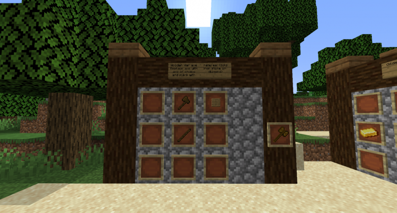 War axe recipe. replace the wood with other materials to make the other war axes