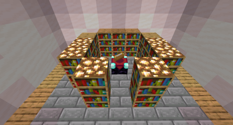 The "Self Illuminated Bookshelf" in use. The textures change with you resourcepack.