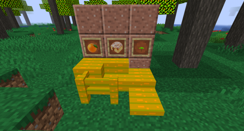 The new Items, including oranges, saplings, and orange wood!