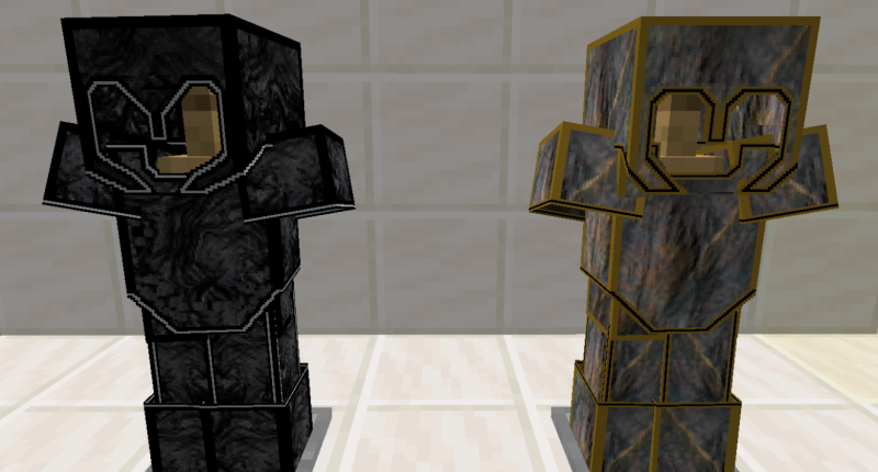 The refined armor textures.