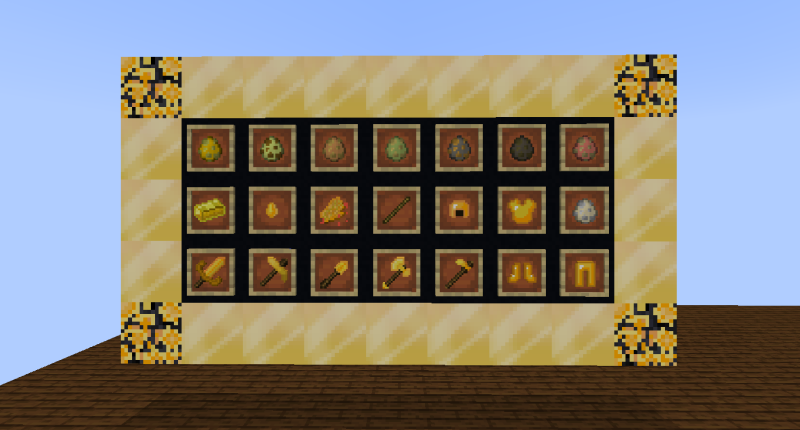 All of the current items! Now including: Gold Wood Stick for creating Gold Wood Fences!