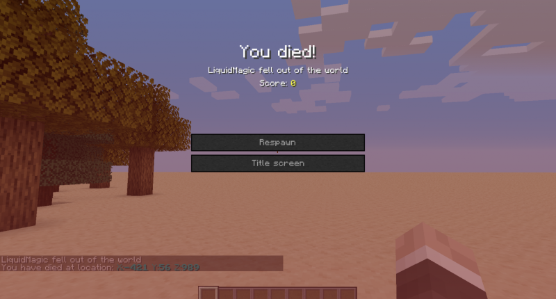 What is the Minecraft Doomed To Fall Death Message?