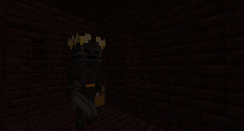 Wither Skeleton with a Roman Golden Crown guards the nether fortress chest