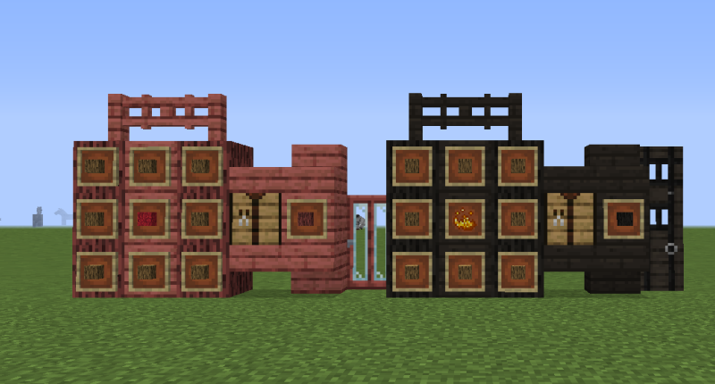 Coralwood (left) and Charwood (right) with recipes and all blocks included