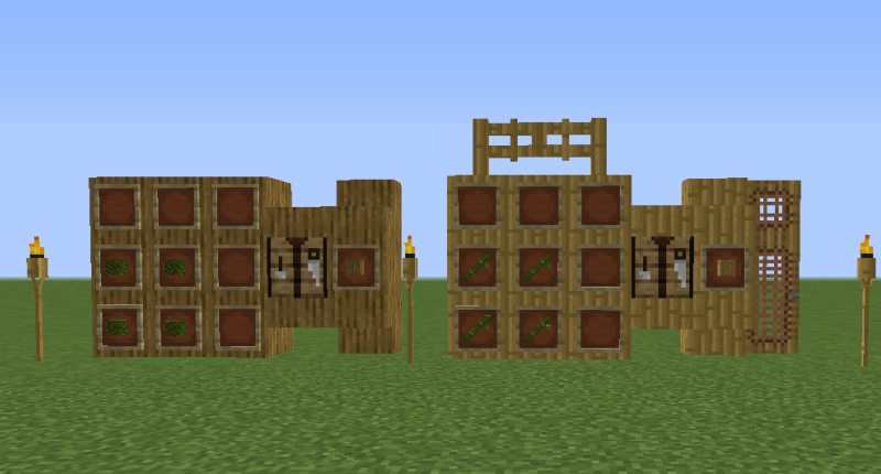 Thatch (left) and Bamboo Blocks (right) with recipes and all blocks included