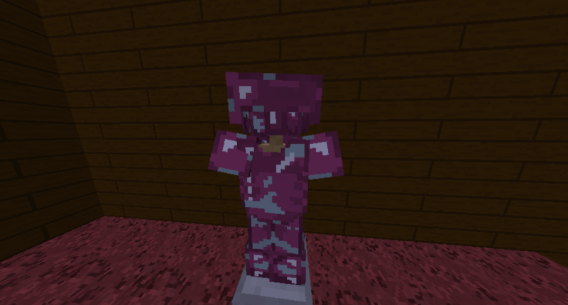 Purple Iron Armor, made with Purple Iron and Diamonds.