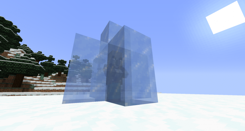 Vindicator Incased in Ice by the Freezing Potion Effect